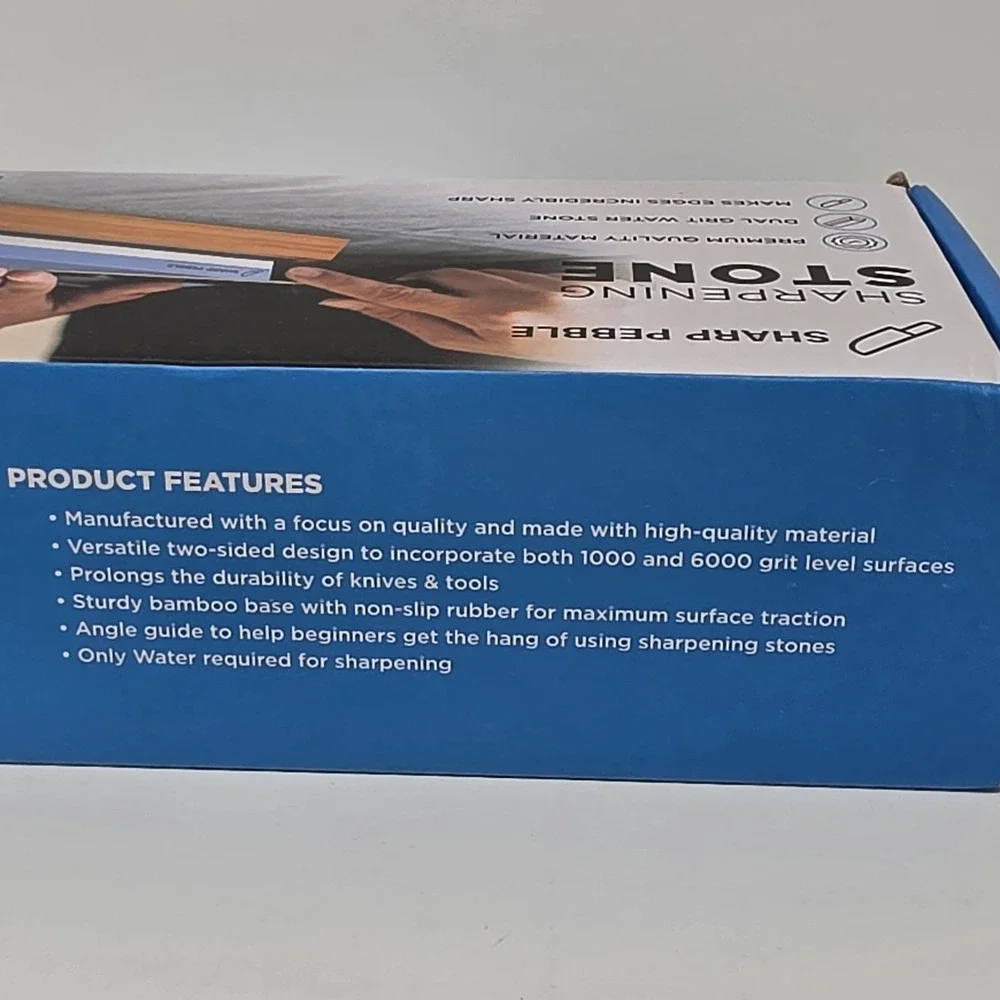 New Sharp Pebble Premium WhiteStone Sharpening Stone Bamboo Base 1000/6000 Grit